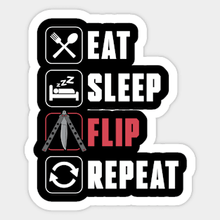 Eat Sleep Flip Repeat Funny Balisong Butterfly Knife Lover Sticker